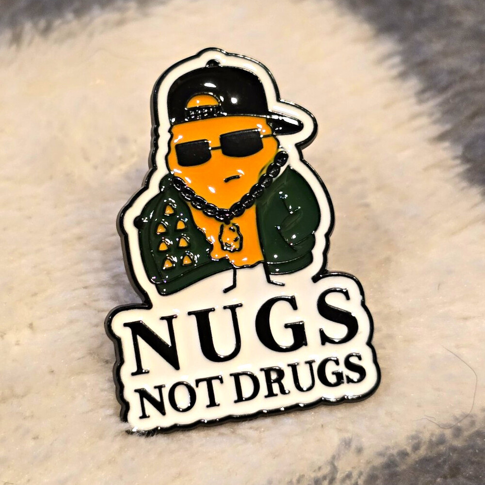 Nugs Not Drugs Enamelled Metal Lapel Pin, Multicolor Advertising Theme